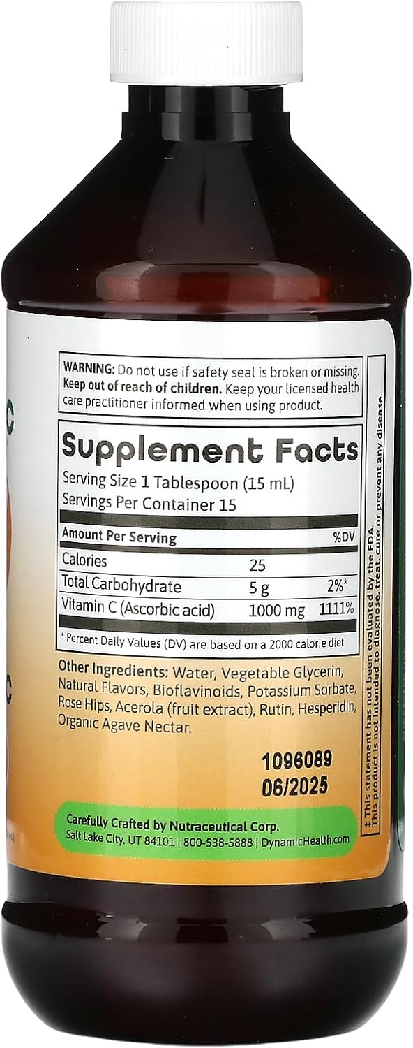 Dynamic Health Liquid Vitamin C 240 ml – 1000 mg per Serving with Rose Hips and Bioflavonoids - görsel 2