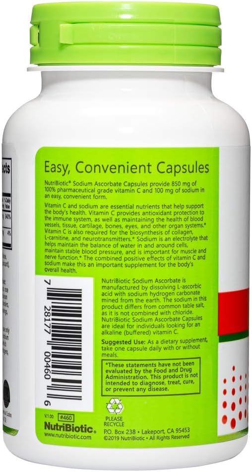 NutriBiotic Sodium Ascorbate Buffered Vitamin C Capsules, 100 Capsules - görsel 6