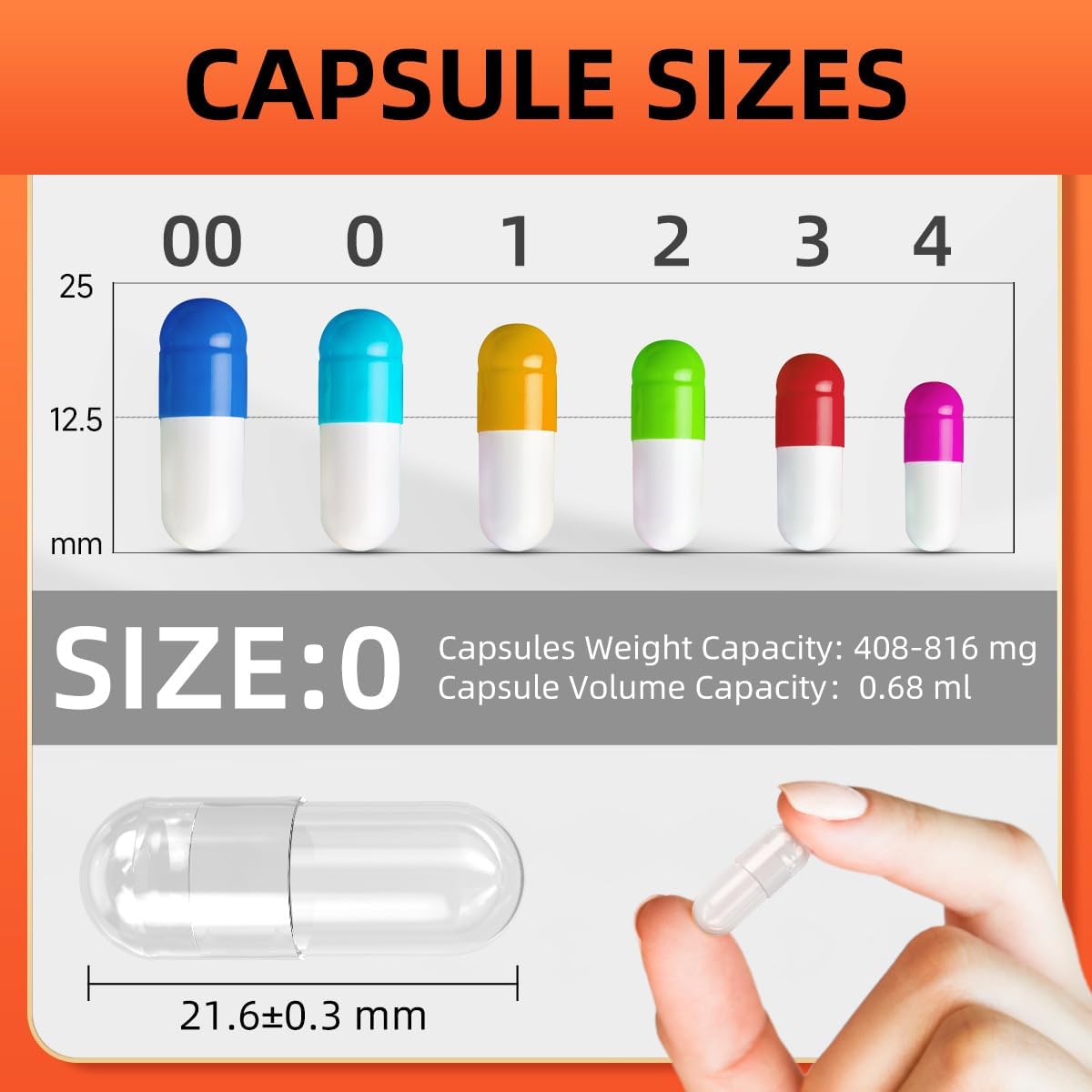 CAPSLogist Empty Vegan Capsules Size 0 (500 Count) with Micro Lab Spoons – DIY Capsule Filling Kit - görsel 5