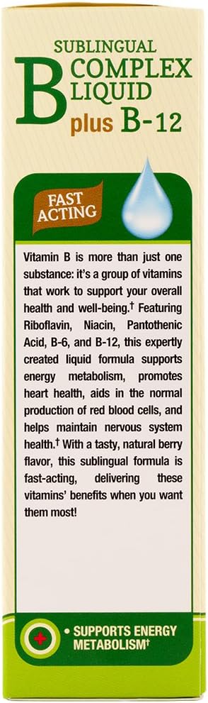 Nature's Truth Sublingual Vitamin B Complex Plus B-12, Natural Berry, 60 ml (Pack of 3)