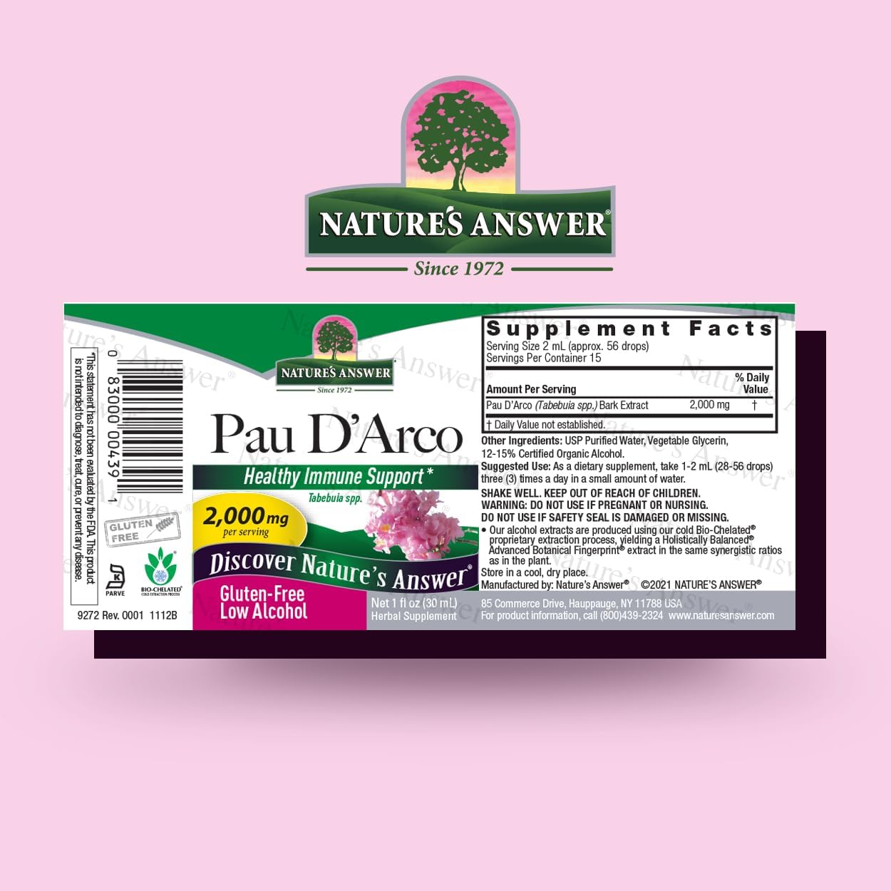 Nature's Answer Pau D'Arco Inner Bark Liquid Extract with Organic Alcohol - 30 ml - görsel 2