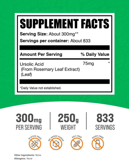 BulkSupplements.com Ursolic Acid Powder – 125mg per Serving (250g)