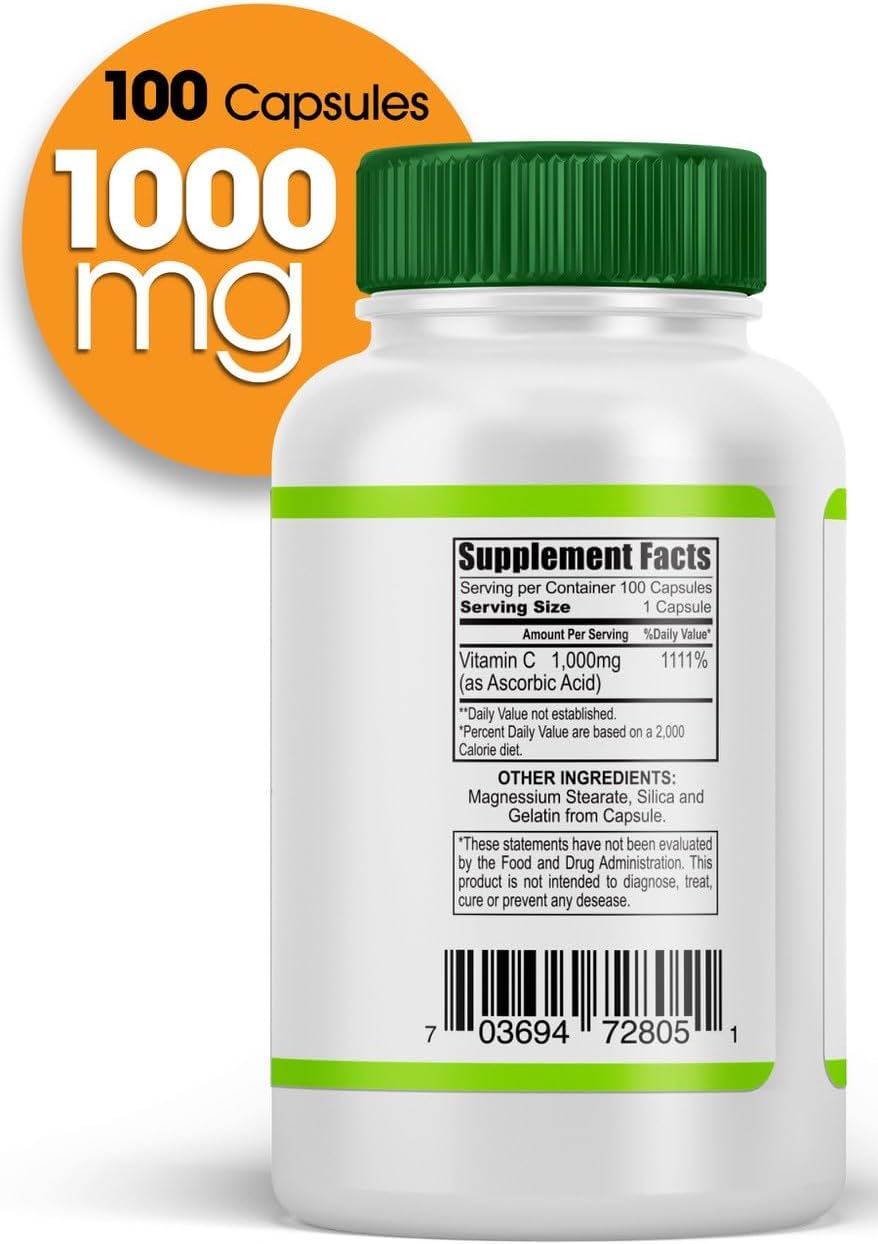 Vitamin C 1000mg Supplement - 100 Capsules (Pack of 3) - görsel 2