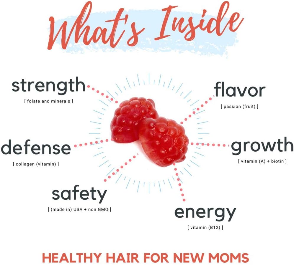 Baby Blues Postnatal Hair Loss Vitamins & Gummies for Women | Biotin & Collagen | 3 Month Supply - görsel 6