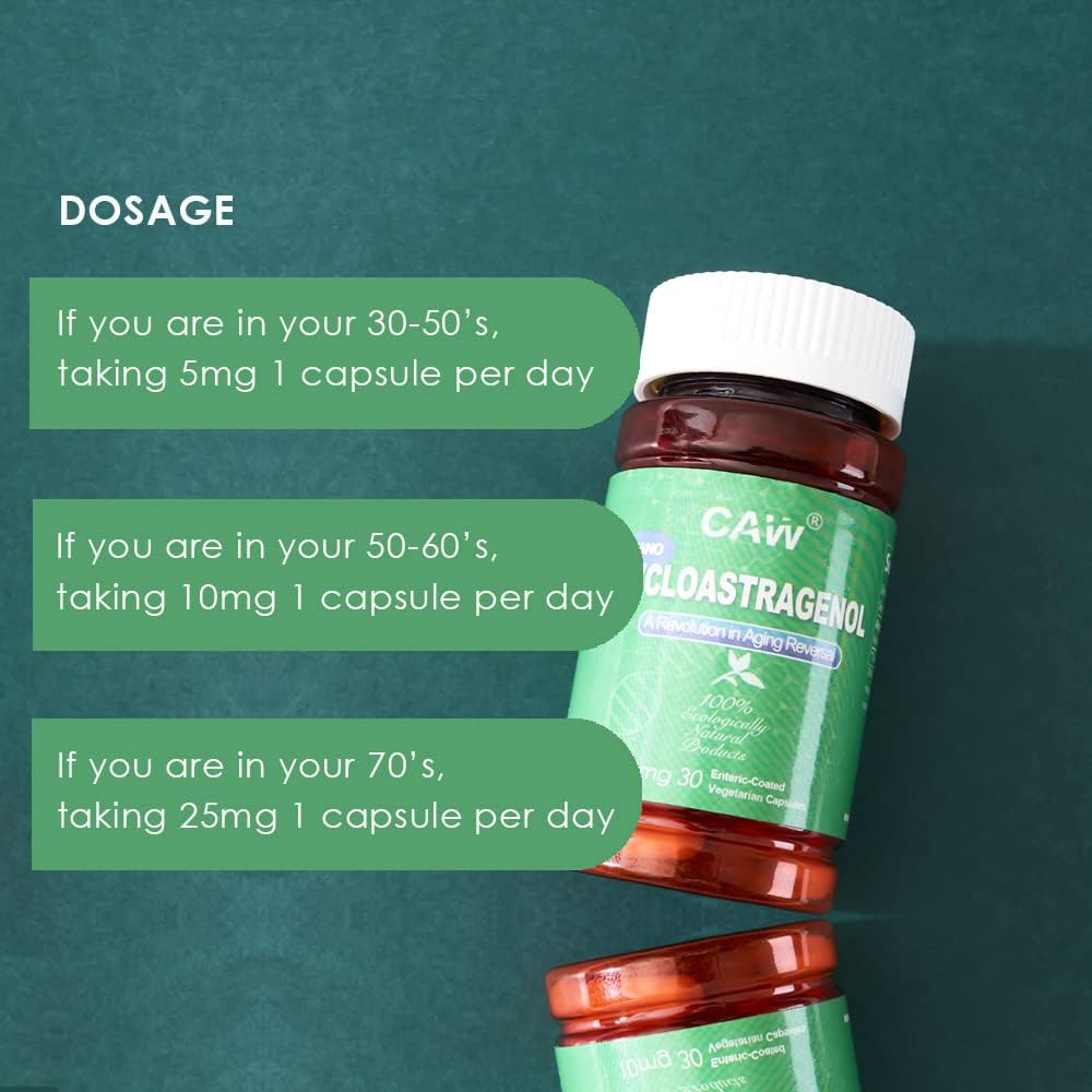 CAW Telomere Support Supplement | Anti-Ageing Cellular Health | Nano Cycloastragenol 5mg 30 Enteric-Coated Capsules 1 Bottle - görsel 4