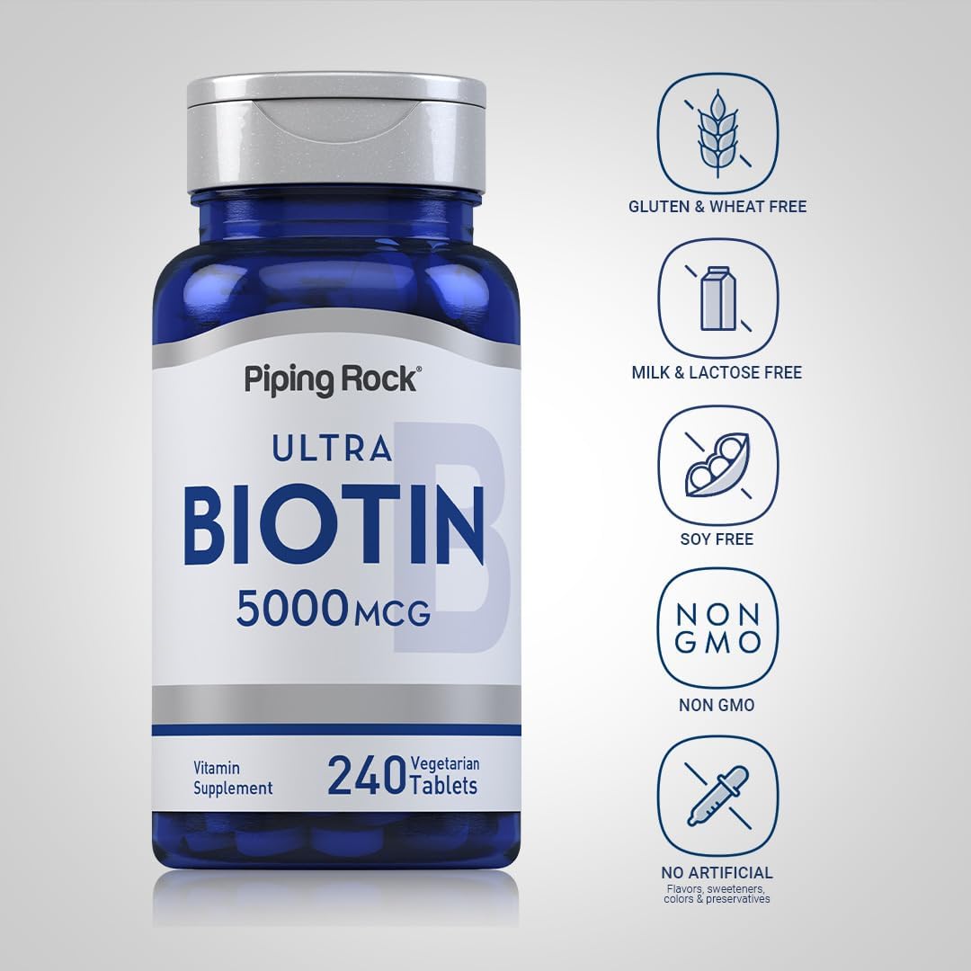 Piping Rock Biotin 5000mcg, 240 Tablets - görsel 3