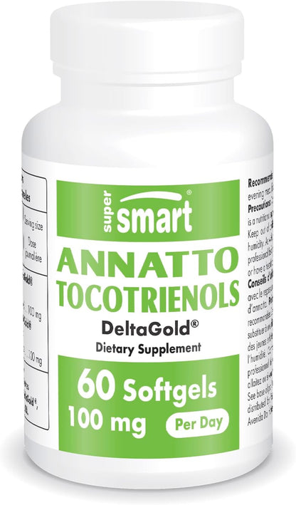 Supersmart - Annatto Tocotrienols 100 mg per Day (DeltaGold Vitamin E) - Tocotrienols Supplement | Non-GMO & Gluten-free - 60 Softgels