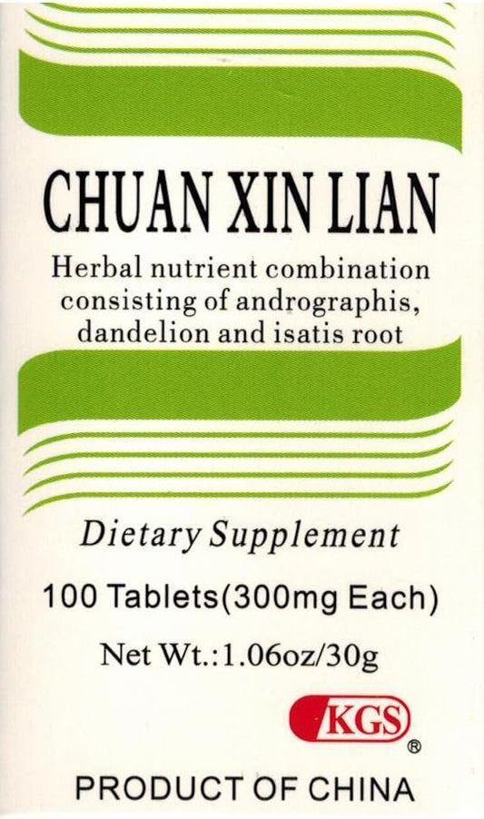KGS Chuan Xin Lian (Andrographis paniculata) 300 mg, 100 Tablets