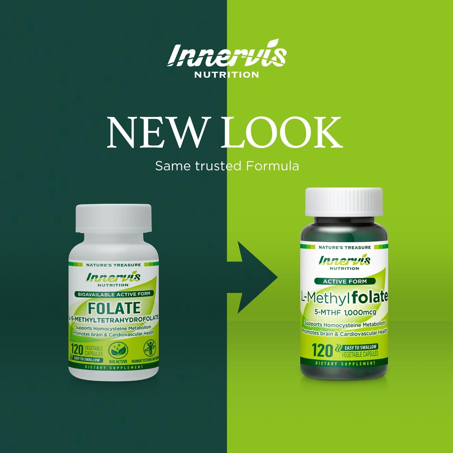 L-Methylfolate 1000mcg (120 Caps) - Active Folate for Heart, Nerve Health & Homocysteine Support - 5-MTHF Methylated Vitamin B9 by Innervis Nutrition - görsel 9