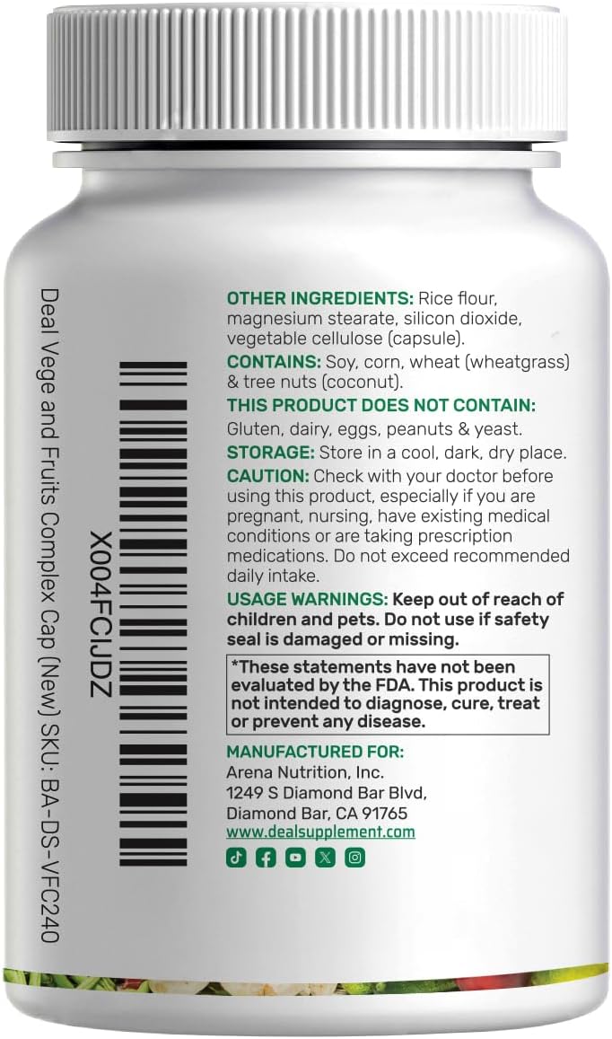 Nature’s Fruits & Veggies Supplement, 240 Veggie Capsules – 80 Whole Food Superfoods for Daily Balance – Non-GMO, Gluten-free - görsel 6