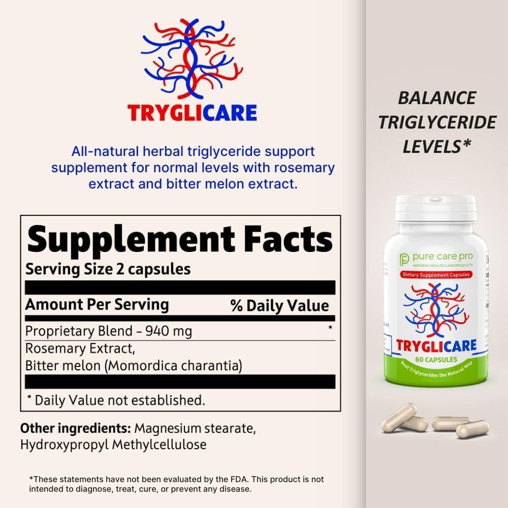 Tryglicare All-Natural Triglyceride Lowering Supplement – Premium Herbal Formula to Balance and Maintain Healthy Triglyceride & Cholesterol Levels – 60 Vegan, Gluten-Free Capsules - görsel 5