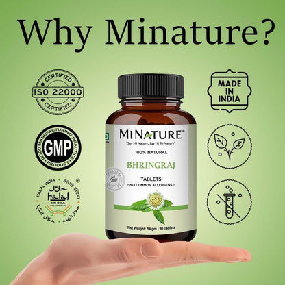 Bhringraj Tablet by miNature – False Daisy Traditional Herbal Supplement, Pure & Natural, 90 Tablets