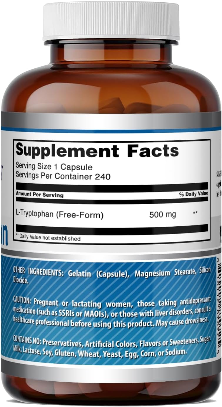 Amazing Formulae L-Tryptophan 500 mg Supplement - 240 Capsules - görsel 5