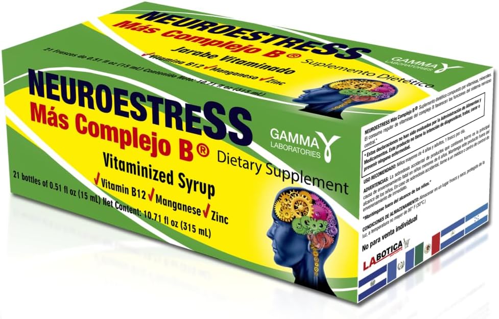NEUROESTRESS Plus B Complex - Vitamin C, B Vitamins & Minerals - Nervous System Support - Liquid Syrup, 1 Bottle Daily Dose - görsel 1