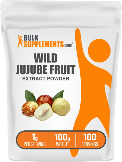 BulkSupplements.com Wild Jujube Extract Powder - Sourced from Jujube Fruit, Herbal Supplement - Gluten-Free, 1g per Serving, 500g