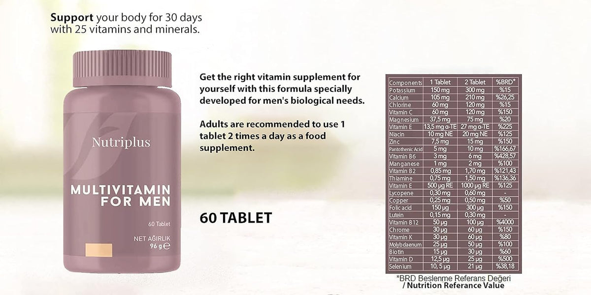 Farmasi Nutriplus Multivitamin & Mineral for Men, 60 Tablets - görsel 2