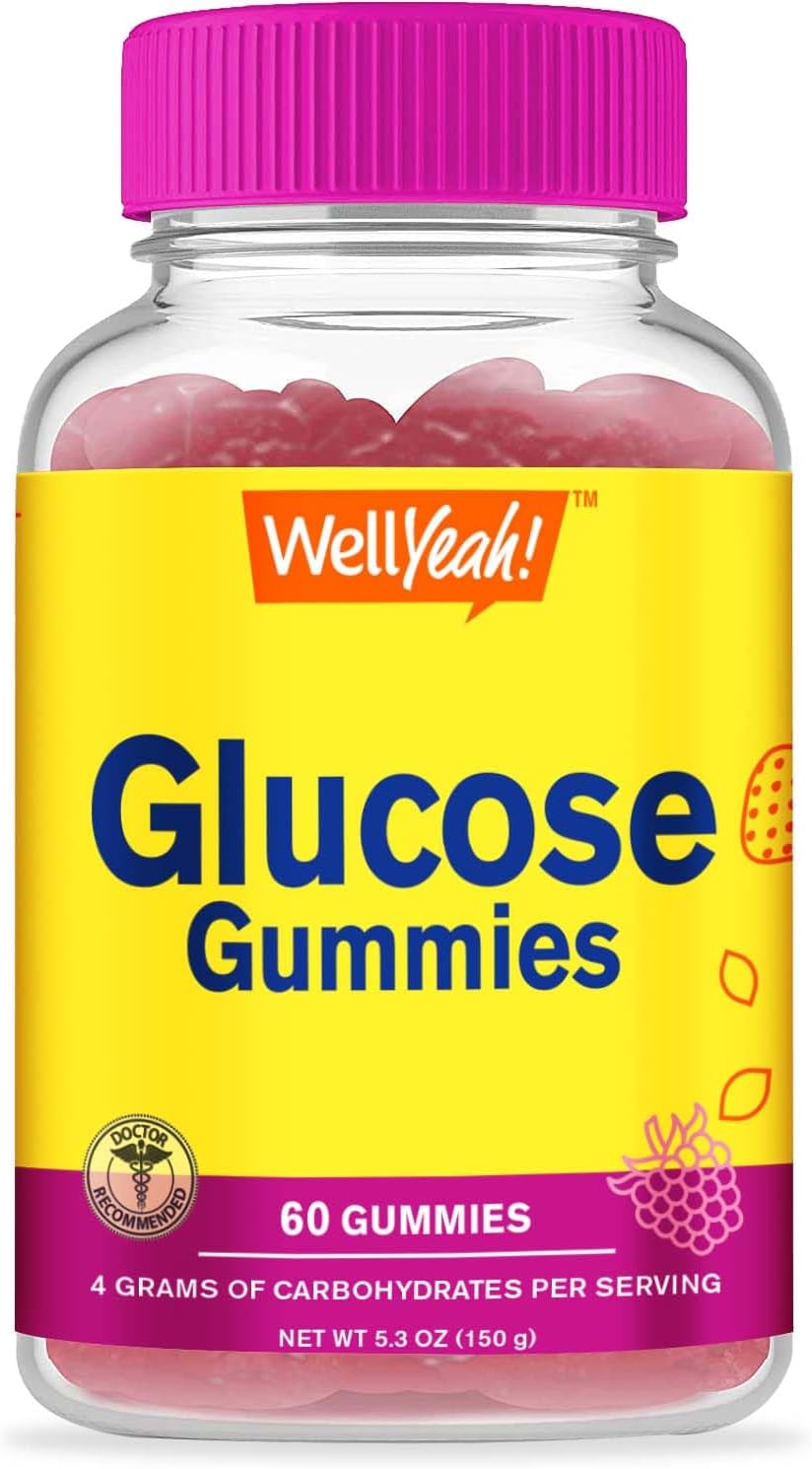 WellYeah Glucose Gummies - Natural Berry Flavour, 4 Grammes of Carbohydrates per Serving, 60 Count - görsel 1