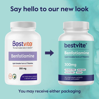 BESTVITE Benfotiamine 300mg (240 Vegetarian Capsules) – No Stearates, Non-GMO, Gluten-free – Image 4
