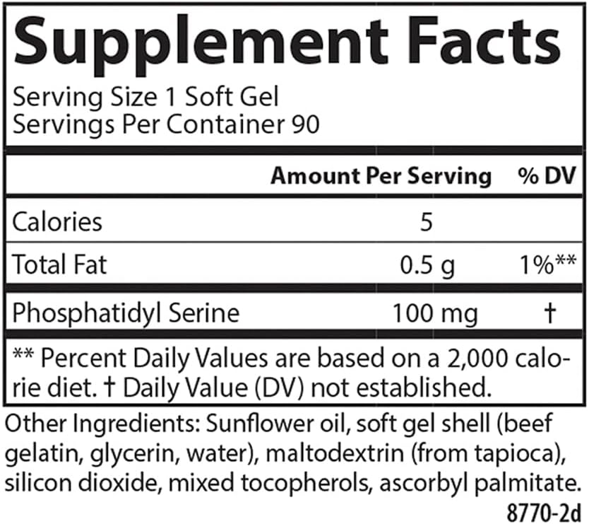 Carlson - Phosphatidyl Serine, 100 mg, Non-GMO, Brain Function, 30 Softgels - görsel 4
