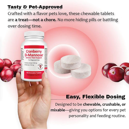 Pet Health Solutions Cranberry D-Mannose Urinary Tract Chewable Tablets for Dogs and Cats