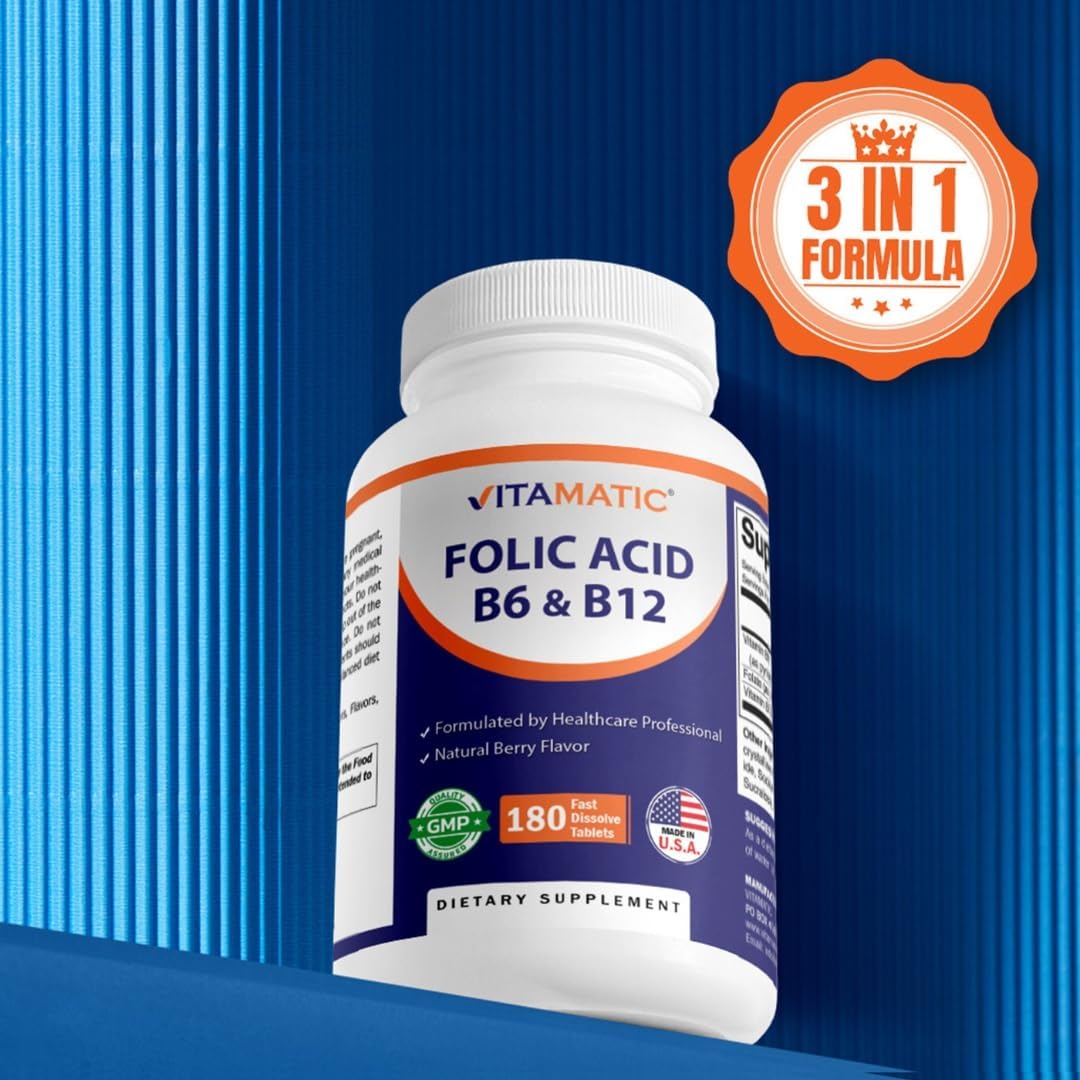Vitamatic Folic Acid, Vitamin B12 & B6 - 180 Fast Dissolve Tablets - görsel 5