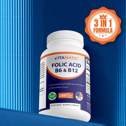 Vitamatic Folic Acid, Vitamin B12 & B6 - 180 Fast Dissolve Tablets