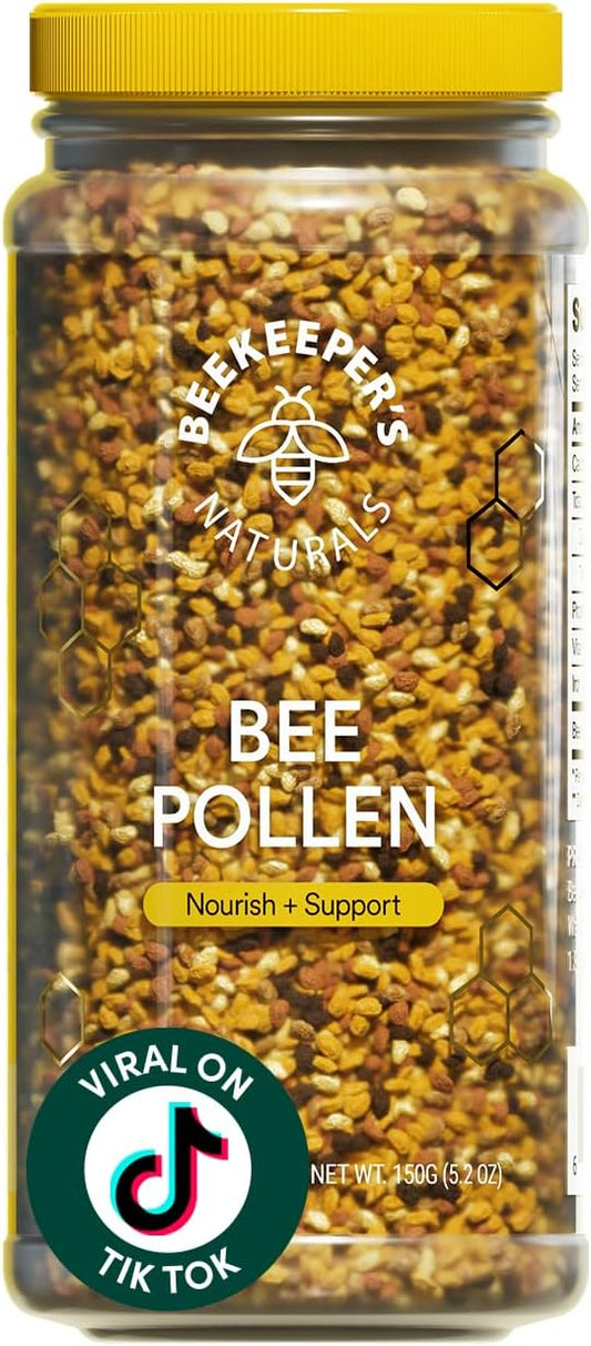 Beekeeper's Naturals - 100% Raw Bee Pollen Granules, Naturally Preserved Enzymes, Source of Vitamin B, Minerals, Amino Acids & Protein - Paleo & Keto Friendly, Gluten-free (5.2 oz)