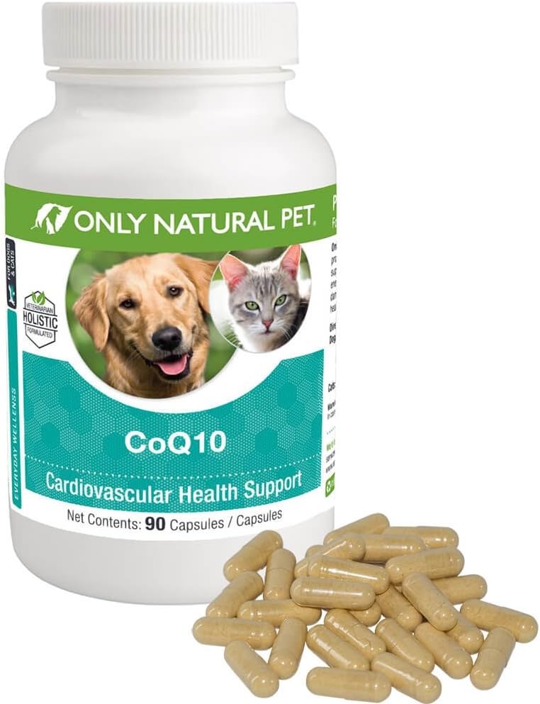 Only Natural Pet CoQ10 Capsules for Dogs & Cats – Coenzyme Q10 Ubiquinone Supplement – 90 Count - görsel 1