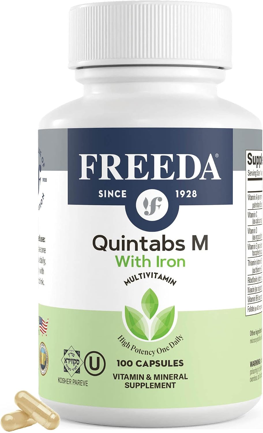 FREEDA Quintabs-M with Iron Multivitamin - Kosher, Vegan, One Daily - görsel 7