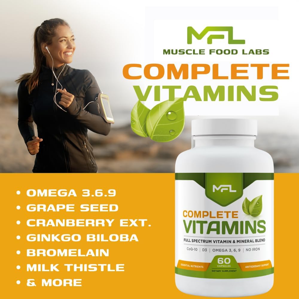 Complete Vitamins Multivitamin and Minerals with Omega 3.6.9, CoQ-10, D3 – No Iron, 60 Capsules - görsel 5