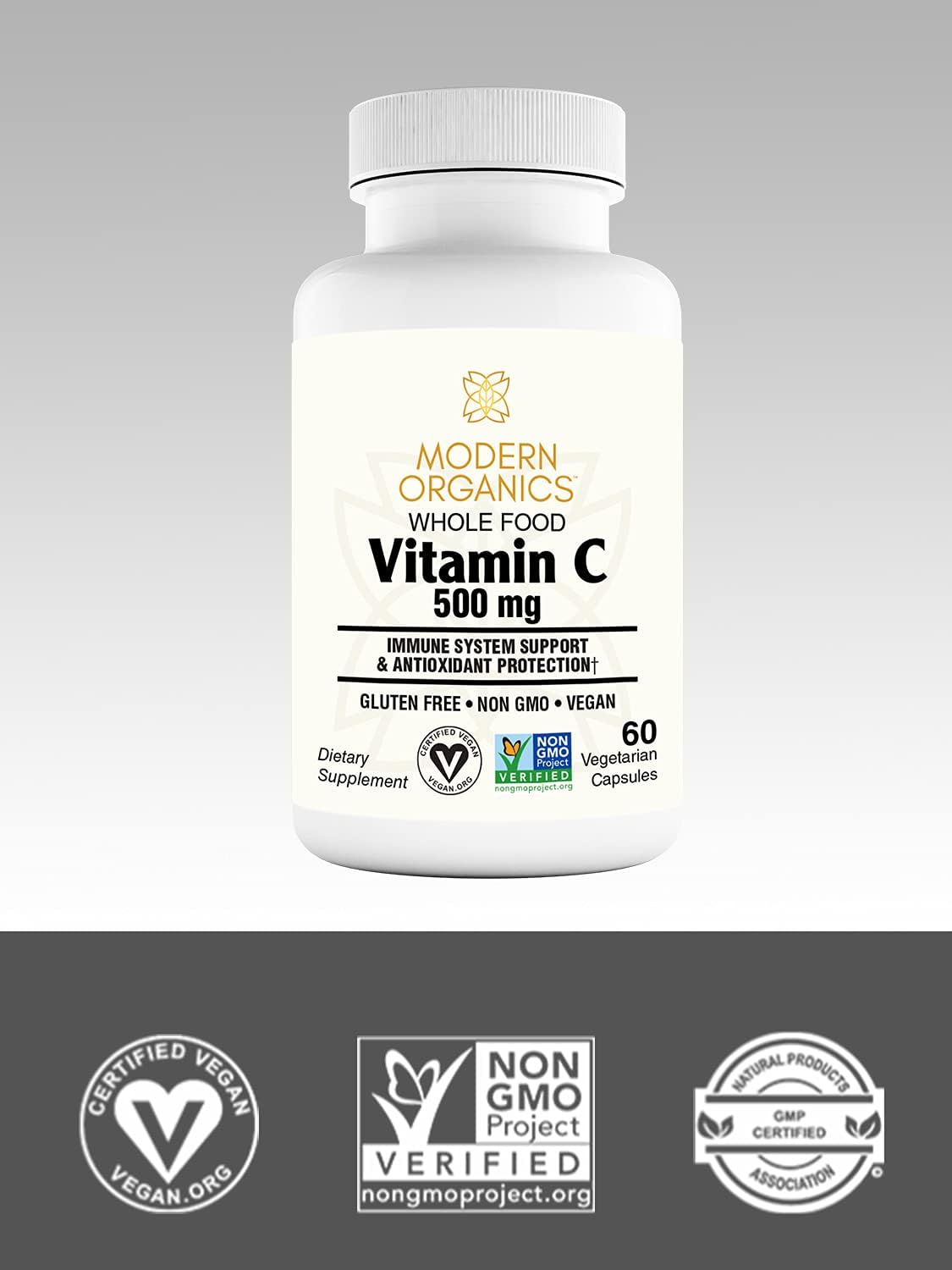 Modern Organics Vitamin C | 500mg Whole Food Vitamin C from Acerola Cherry with Citrus Bioflavonoid Complex & Organic Fruits & Vegetables Blend | 60 Vegan Capsules - görsel 4