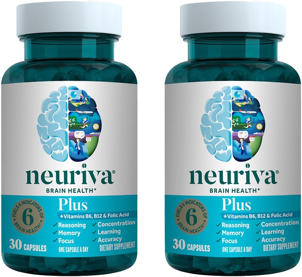 NEURIVA Plus Brain Supplement for Memory, Focus & Concentration, 60 Capsules (2 Pack) - görsel 1