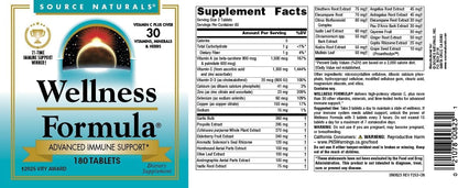 Source Naturals Wellness Formula – Bio-Aligned Immune Support – 180 Tablets