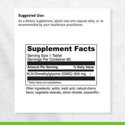 DAVINCI Labs Gluconic DMG 500 mg - Food Supplement for Endurance and Immune Support - 60 Chewable Tablets