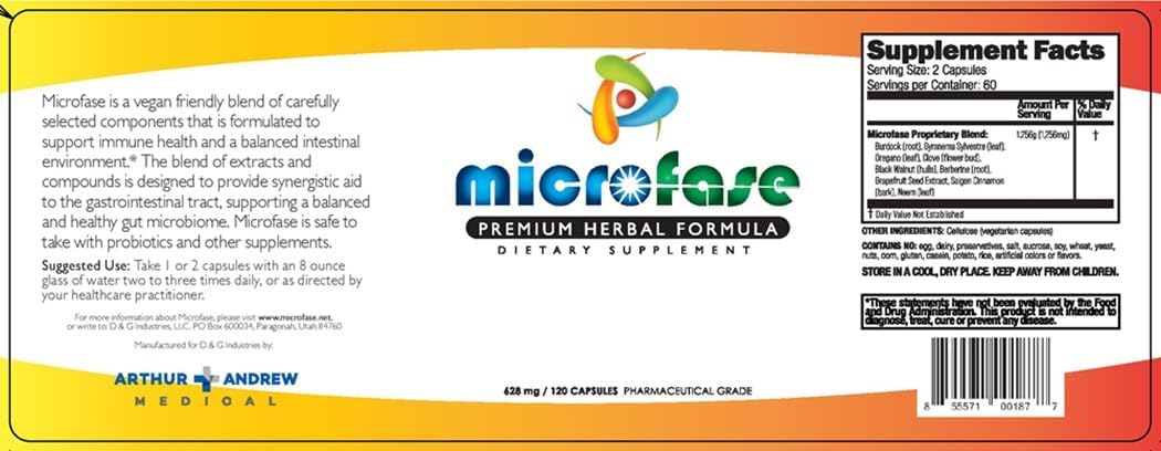 Microfase Premium Herbal Formula - Intestinal Support for Humans and Pets - 120 Capsules - görsel 4