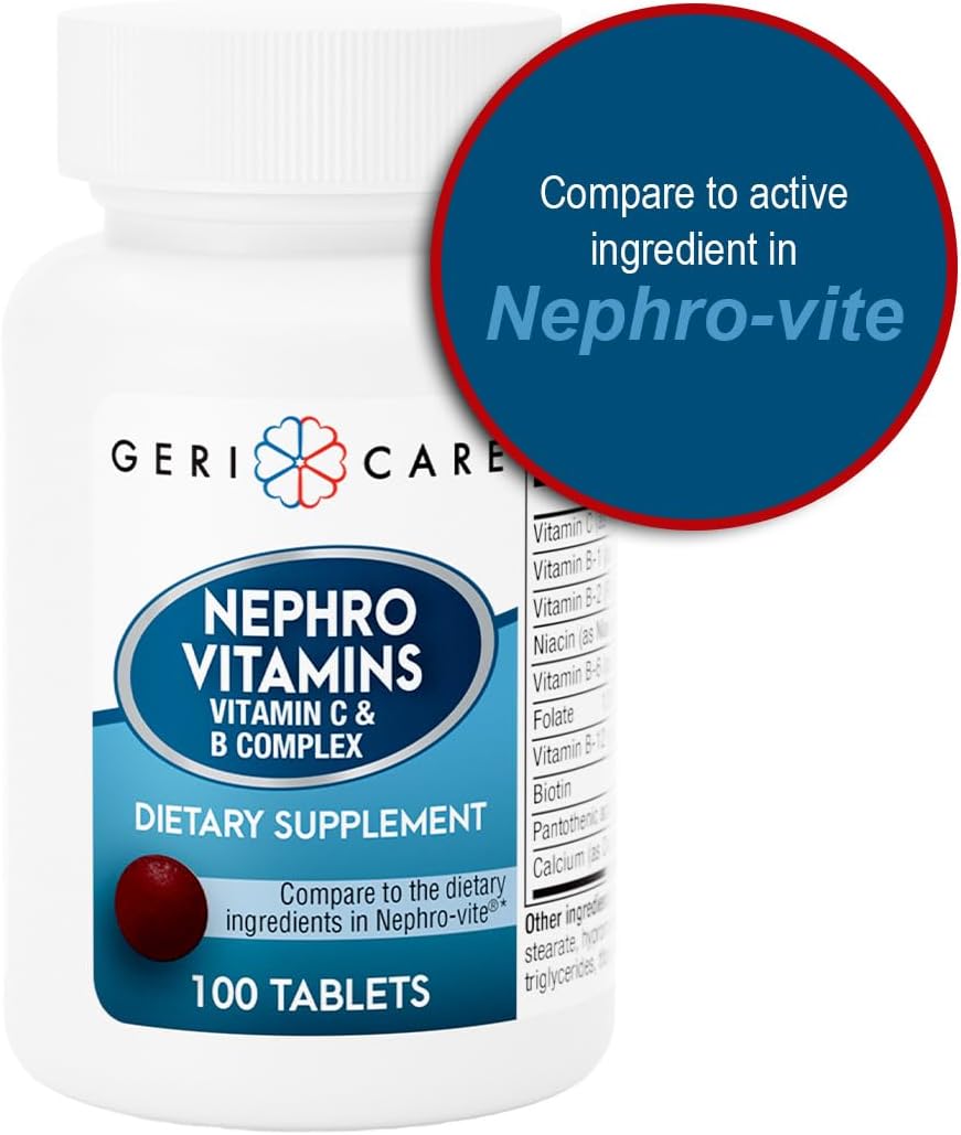 GeriCare Nephro Vitamin C & B Complex Tablets, 100 Count – Daily Kidney Health & Energy Support - görsel 6
