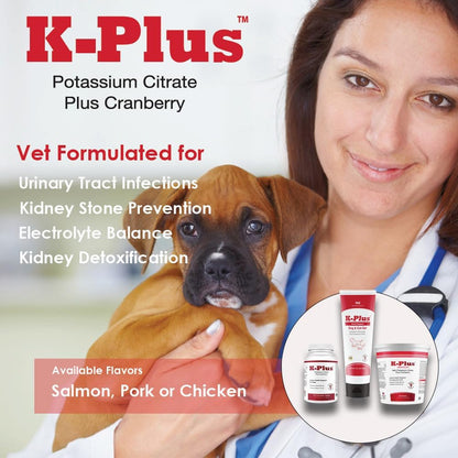 K-Plus Potassium Citrate Plus Cranberry Supplement for Dogs - Urinary Support Chewable Tablets, 200 Count