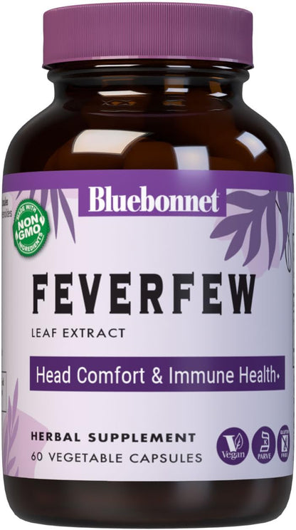 BlueBonnet Nutrition Feverfew Leaf Extract – Food Supplement for Head Comfort, 60 Vegetable Capsules