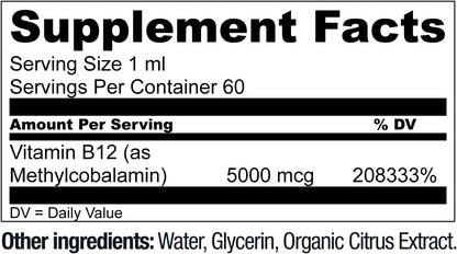 Live Conscious Vegan Vitamin B12 Sublingual Liquid Drops – Methylcobalamin 5000mcg (2 Pack)