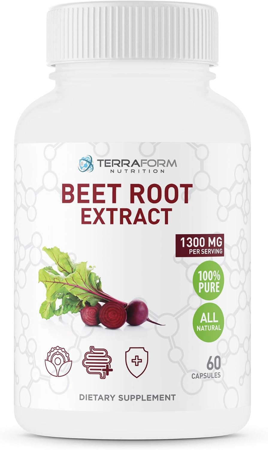 Red Beetroot Extract 1300mg – Powdered Beetroot Supplement – 60 Vegan Capsules - görsel 1