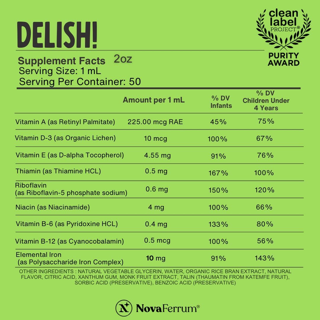 NovaFerrum Delish Vegan Multivitamin with Iron for Infants, Toddlers & Kids - görsel 3