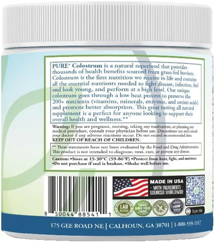 PURE® Grass-Fed Colostrum Powder – 90 Servings – Gut Health & Vitality Support