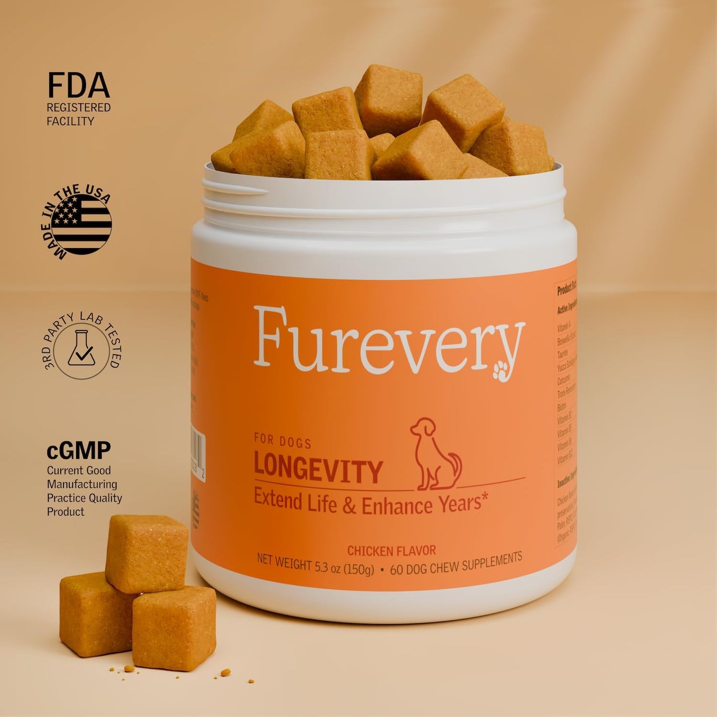 Furevery 11-in-1 Dog Multivitamin Chews – Chicken Flavour, Supports Immune, Joint, Coat, Heart & Energy – 60 Chews - görsel 8