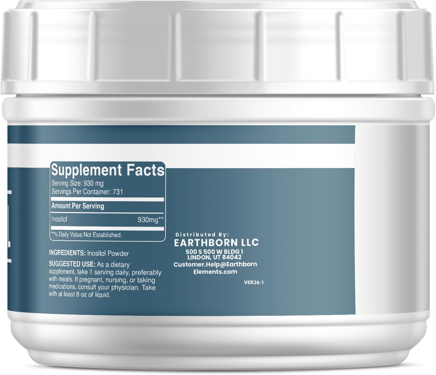 Earthborn Elements Inositol (1.5 lb / 680 g), Vitamin B8, Always Pure - görsel 2