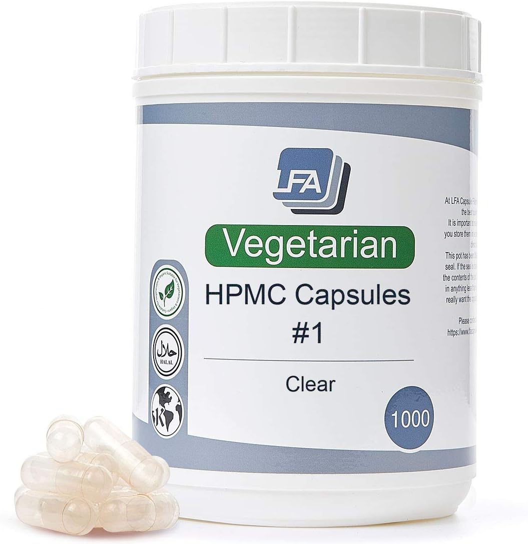 Empty Capsules Size 1 - Clear Vegan HPMC - 1000 Capsules - görsel 1