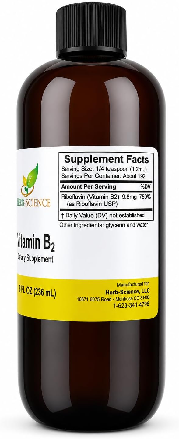 Herb-Science Vitamin B2 Liquid Drops – Riboflavin Supplement, 240 ml (8 fl oz) - görsel 2