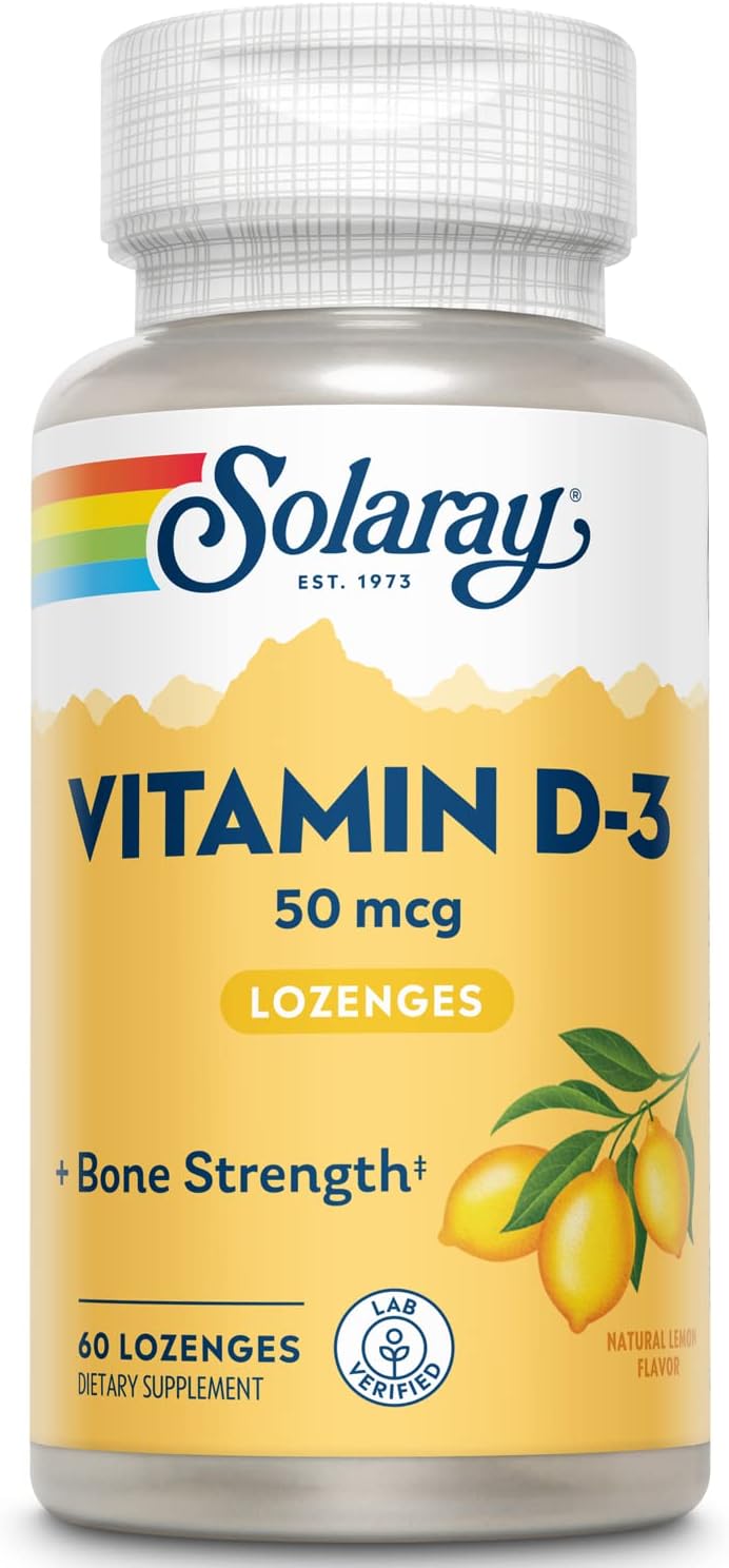 SOLARAY Vitamin D3 2000 IU Lozenges - Natural Lemon, 60 Lozenges - görsel 1