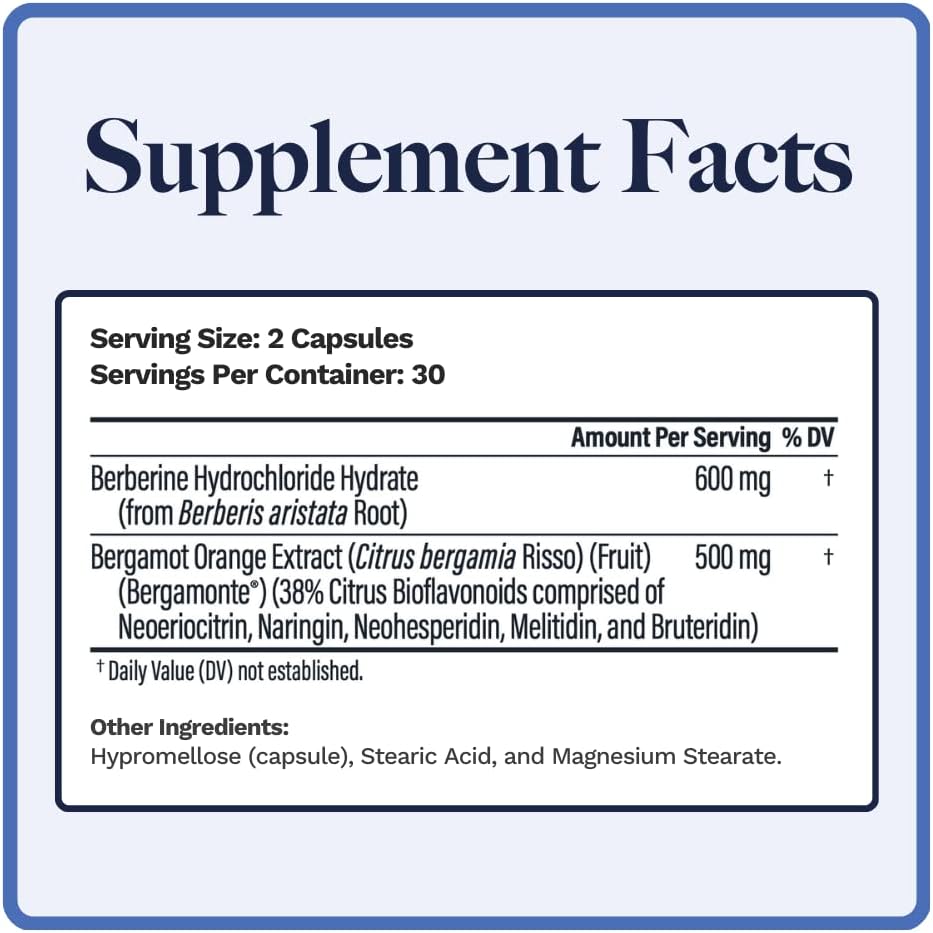 Utzy Naturals Berbercol - Citrus Bergamot & Berberine Supplement, 60 Capsules - görsel 2