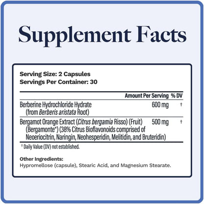 Utzy Naturals Berbercol - Citrus Bergamot & Berberine Supplement, 60 Capsules