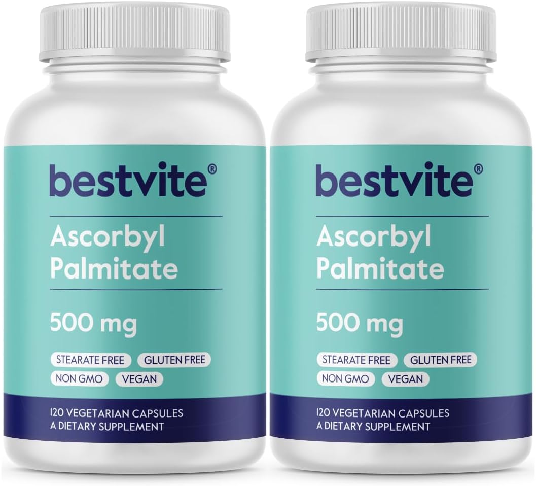 BESTVITE Ascorbyl Palmitate 500mg (120 Vegetarian Capsules) - No Stearates - No Fillers - No Flow Agents - görsel 8